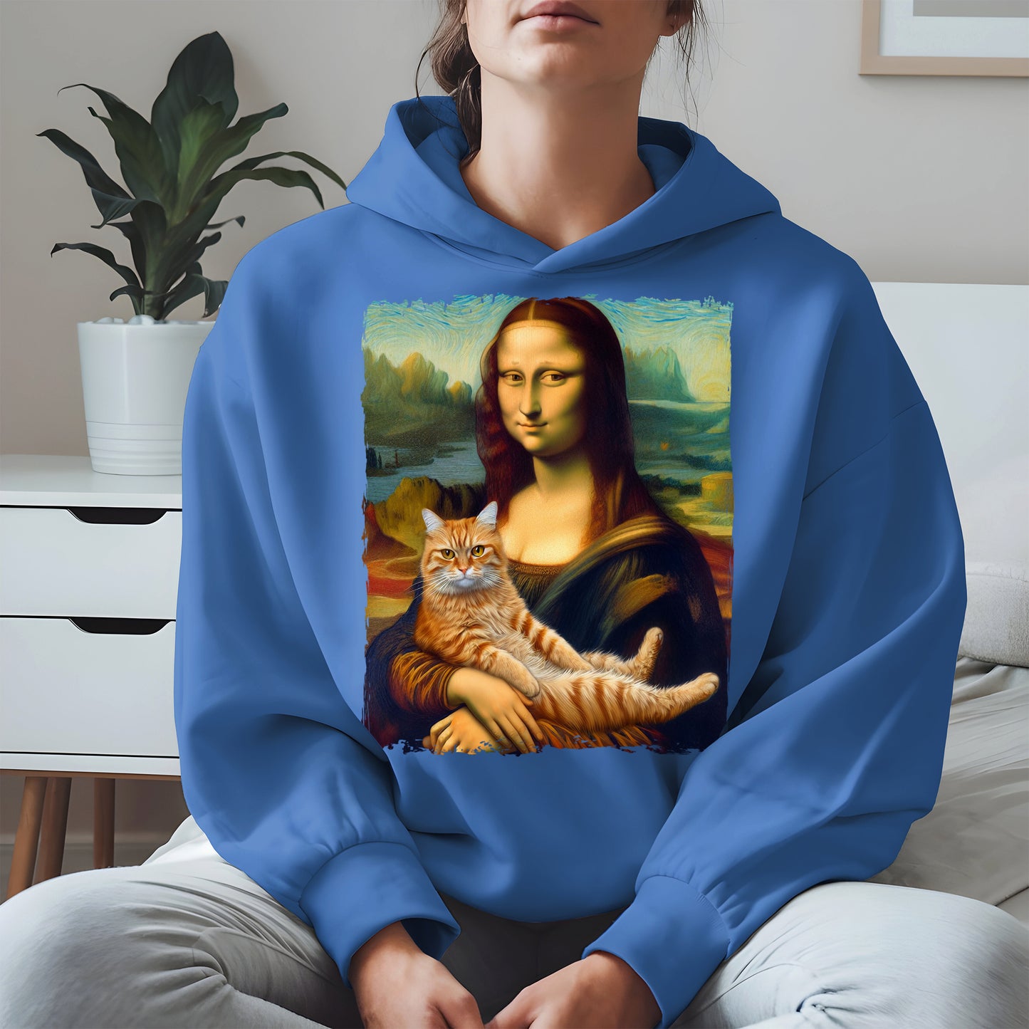 Mona Lisa Holding Orange Cat Shirt Hoodie Sweatshirt