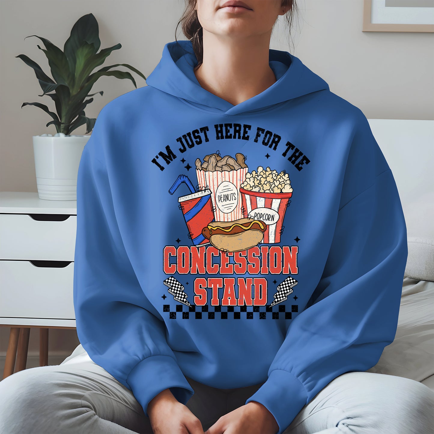 Concession Stand Sport Shirt Hoodie Sweatshirt with Snack Bar Design