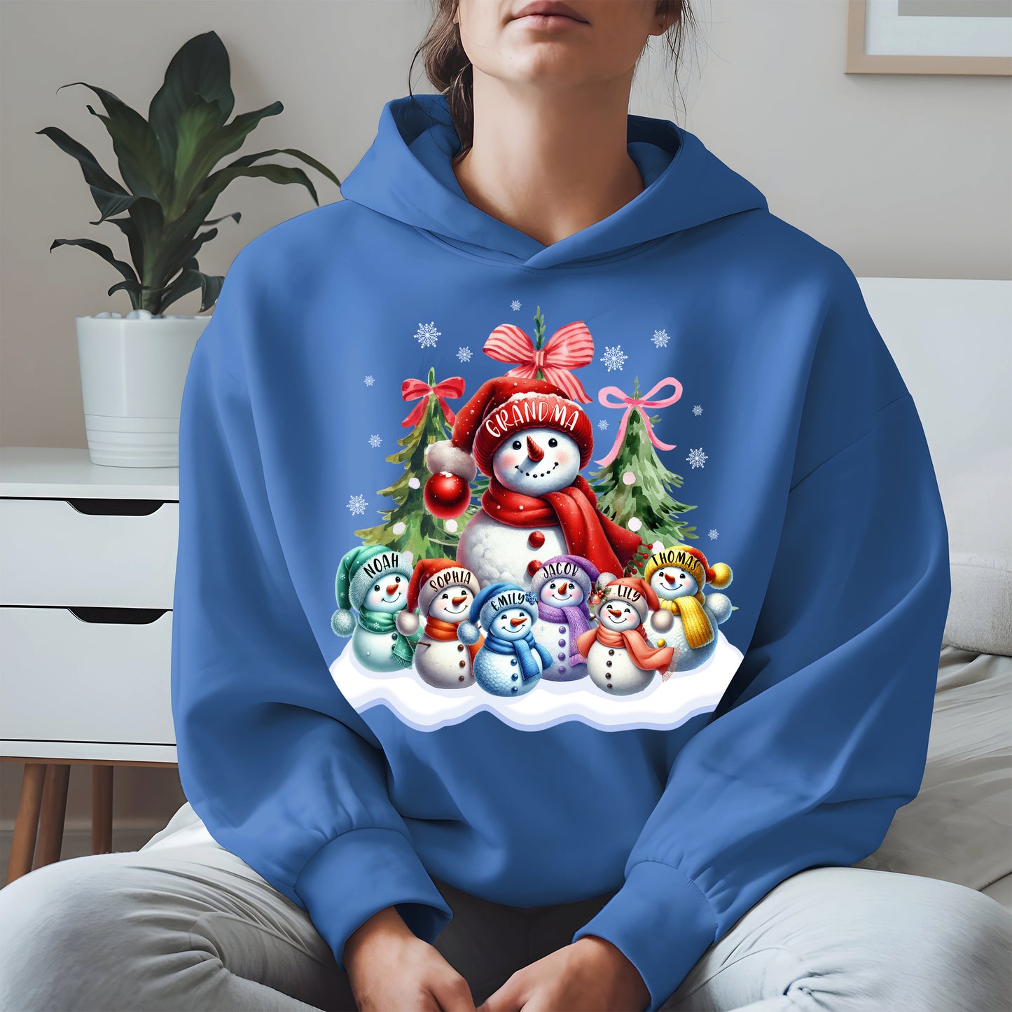 Personalized Snowman Family Grandma Shirt
