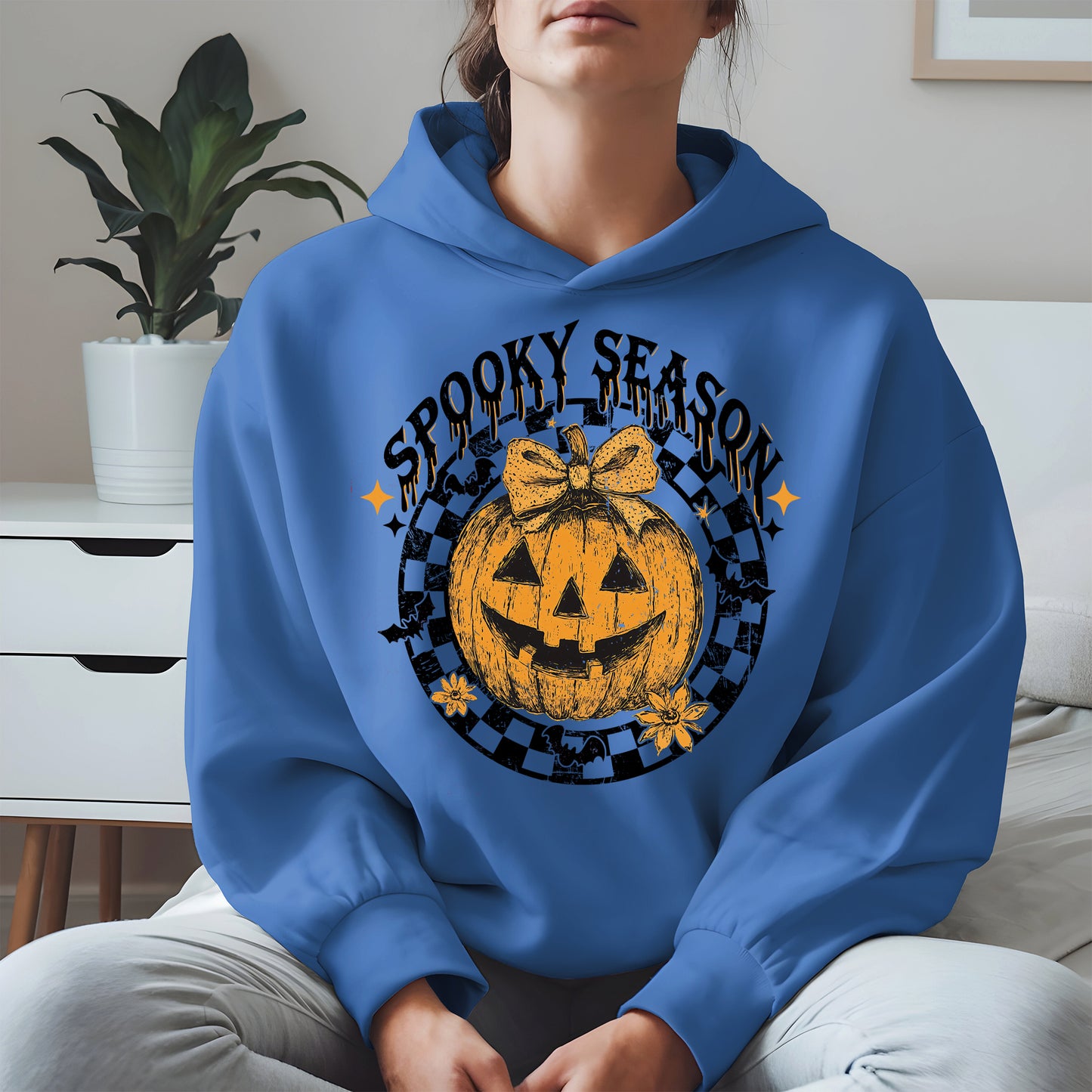 Spooky Season Halloween Pumpkin Checkered shirt