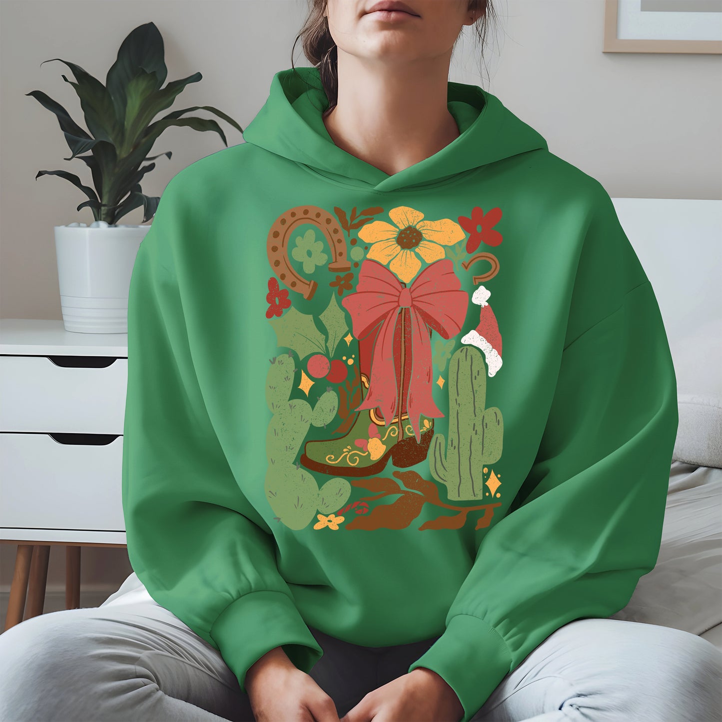Western Christmas Cowboy Boot Shirt Hoodie