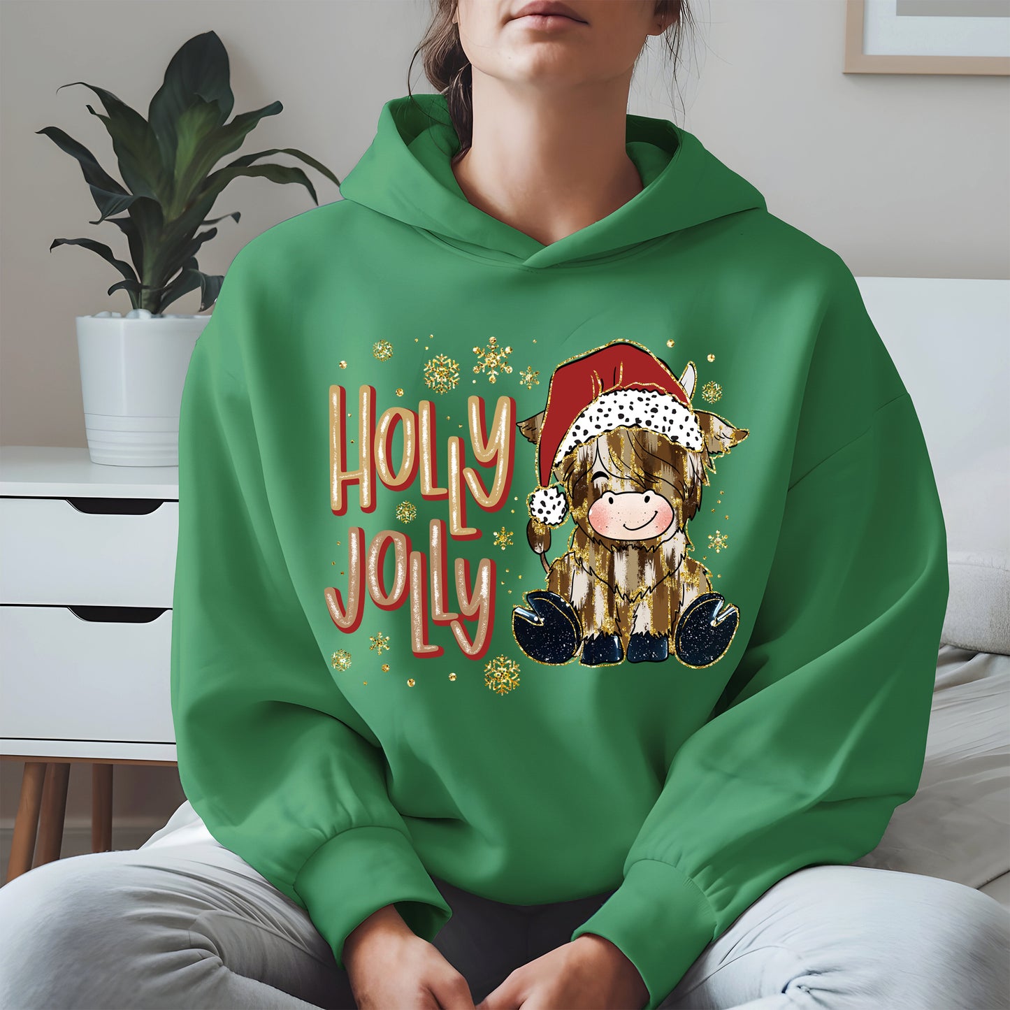Holly Jolly Christmas Cow Santa Shirt