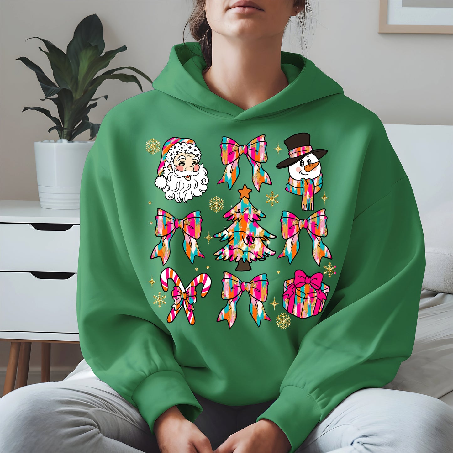 Colorful Brushstroke Santa Christmas Holiday Shirt