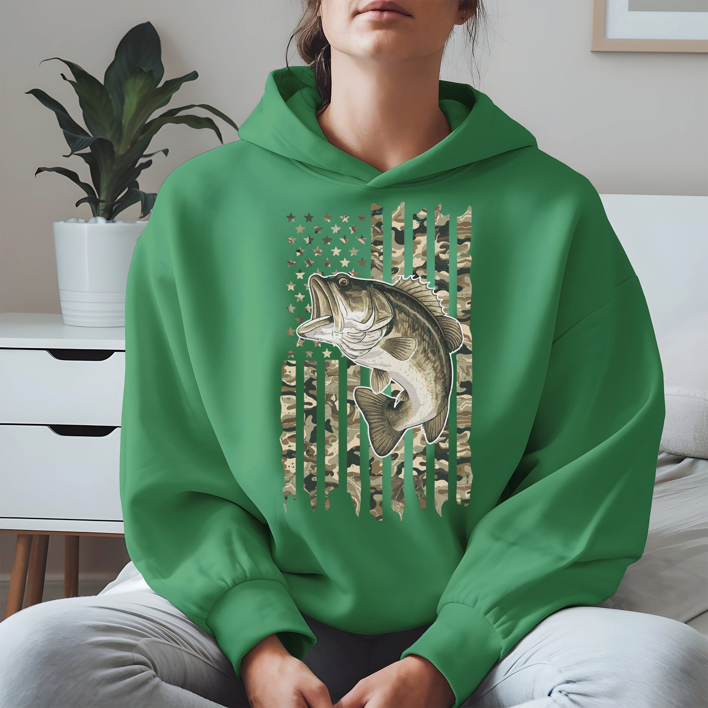 Patriotic Camo American Flag Fishing Shirt Hoodie