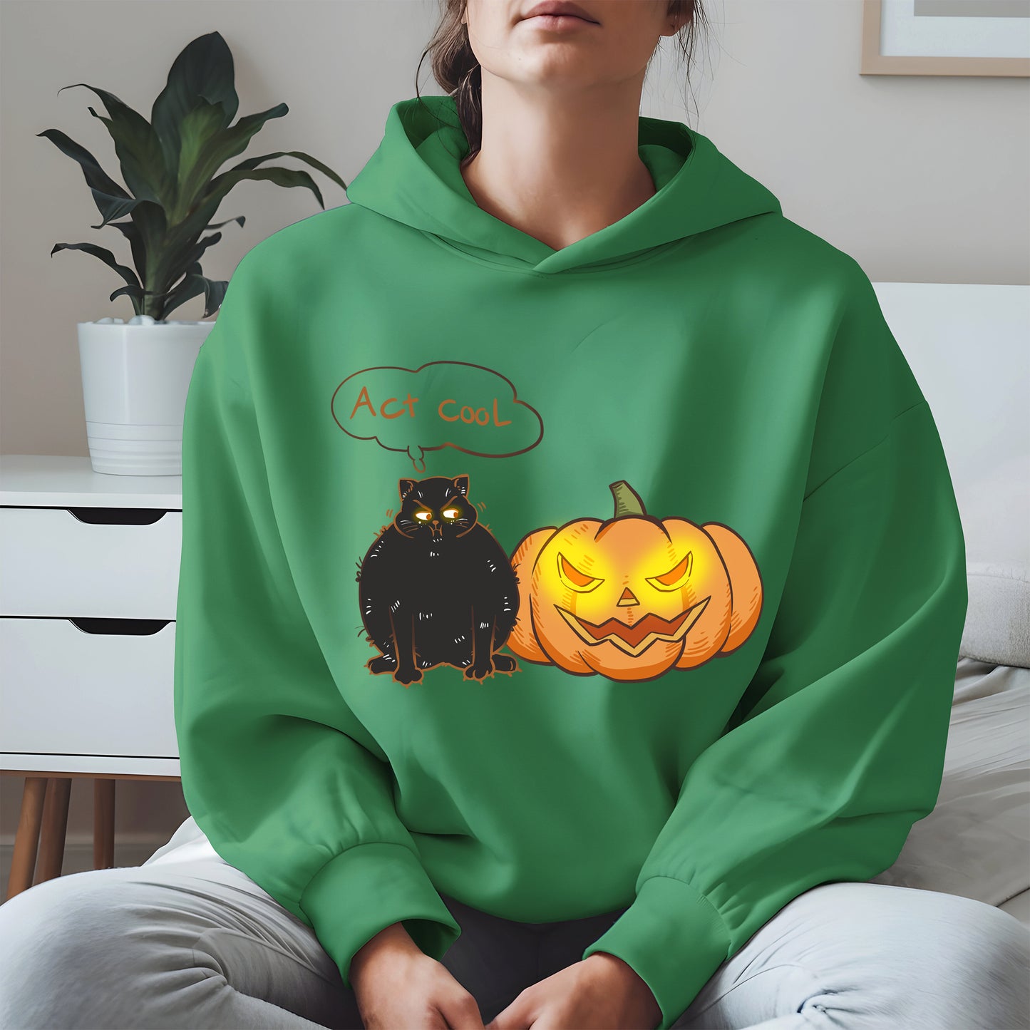 Act Cool - Black Cat & Pumpkin Halloween Tee