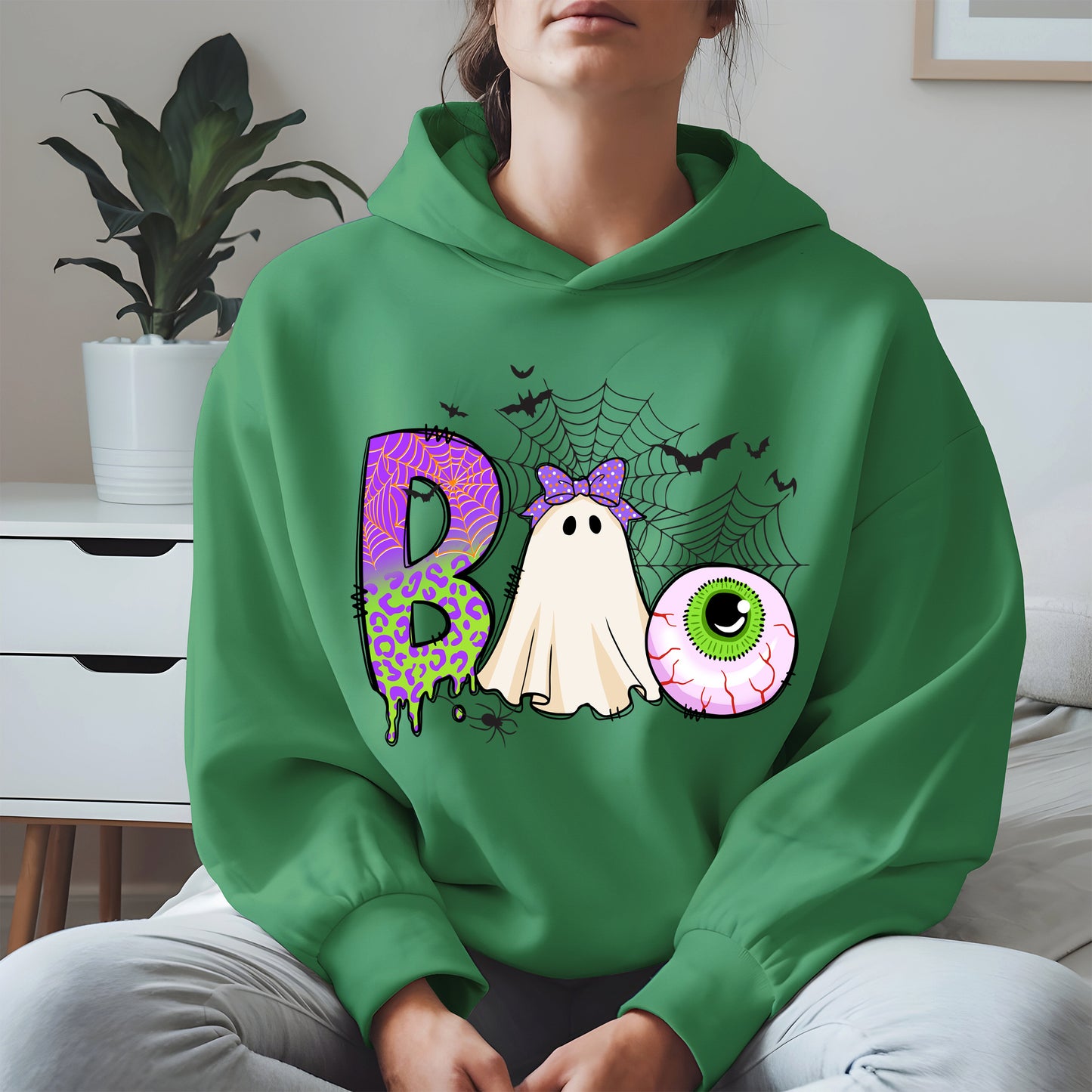 BOO Ghost Eyeball Shirt Hoodie Sweatshirt for Halloween Fun