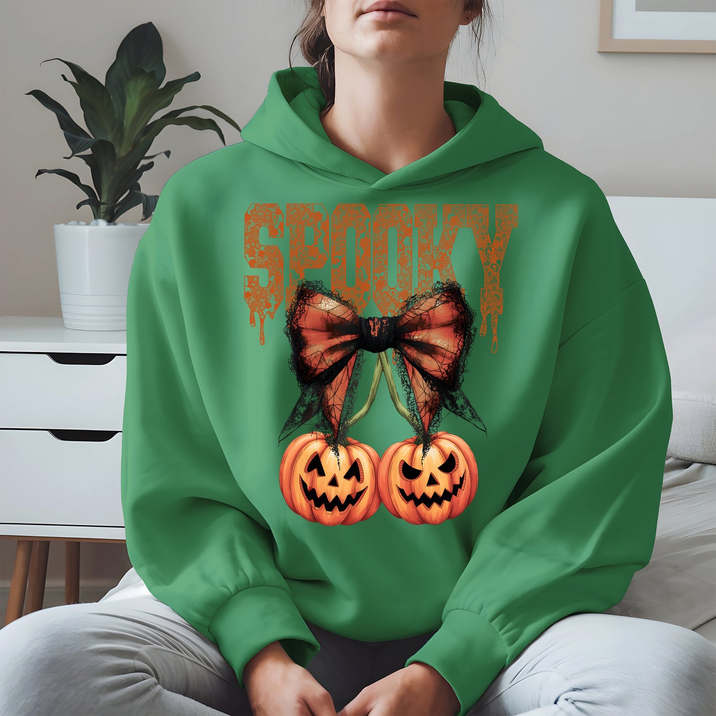 Spooky Bow Pumpkin Shirt Hoodie Sweatshirt for Halloween