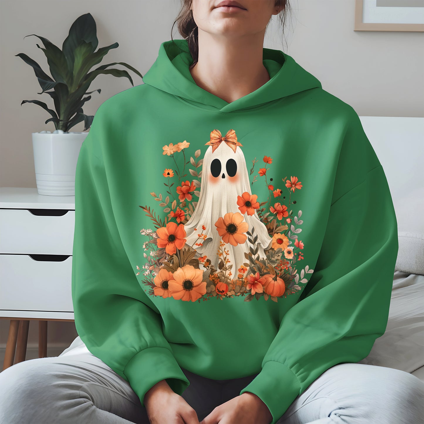 Autumn Ghost Floral Shirt Cute Fall Halloween Tee