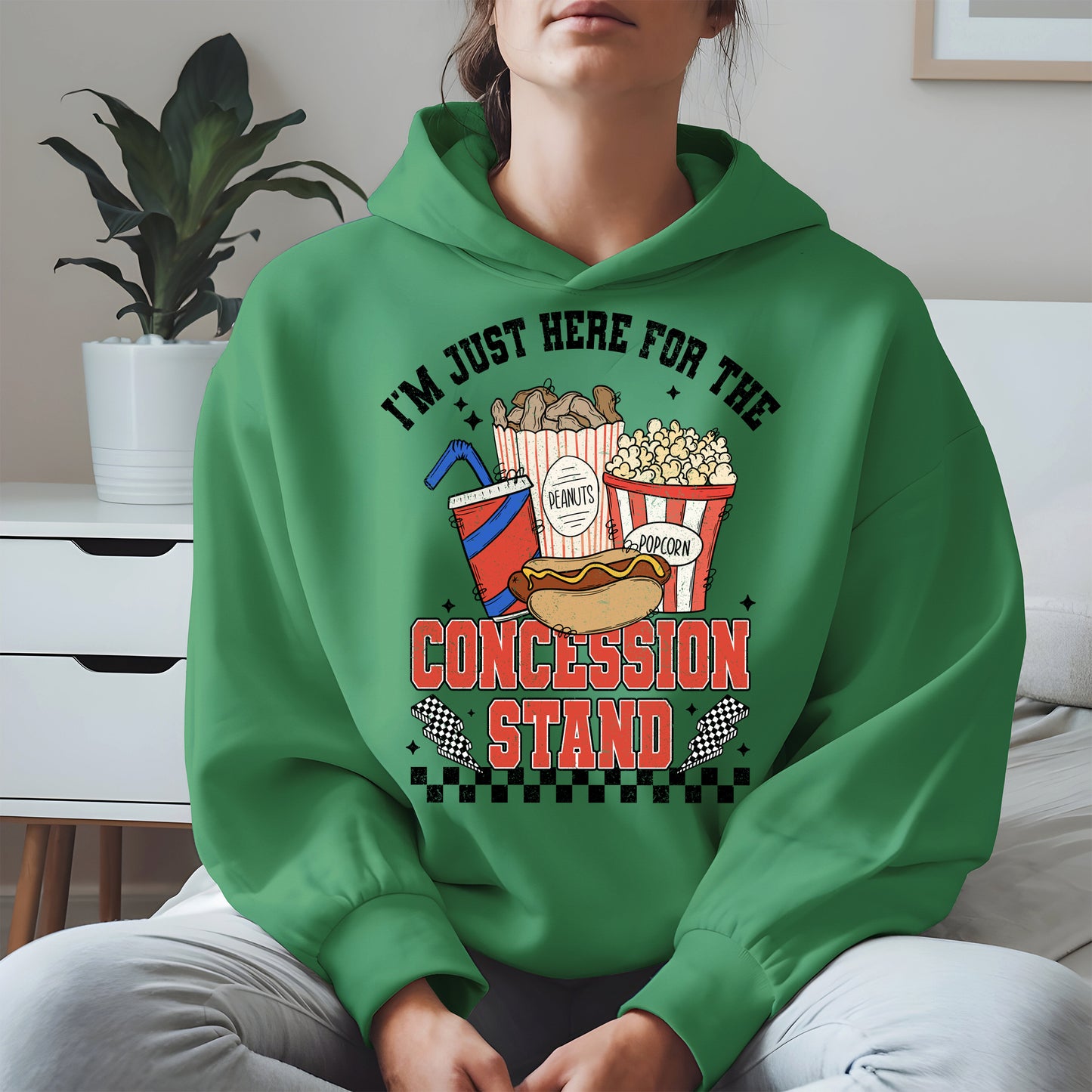 Concession Stand Sport Shirt Hoodie Sweatshirt with Snack Bar Design