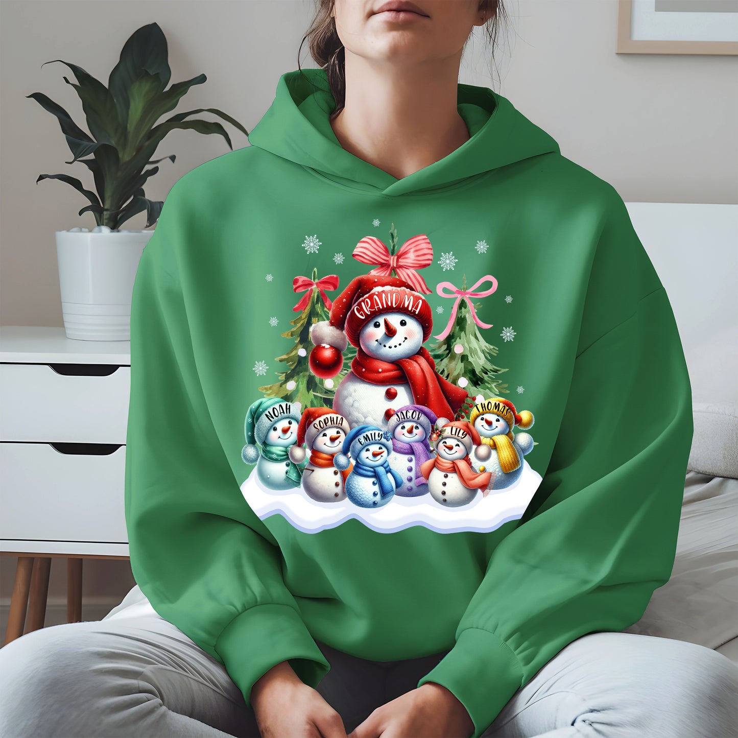Personalized Snowman Family Grandma Shirt