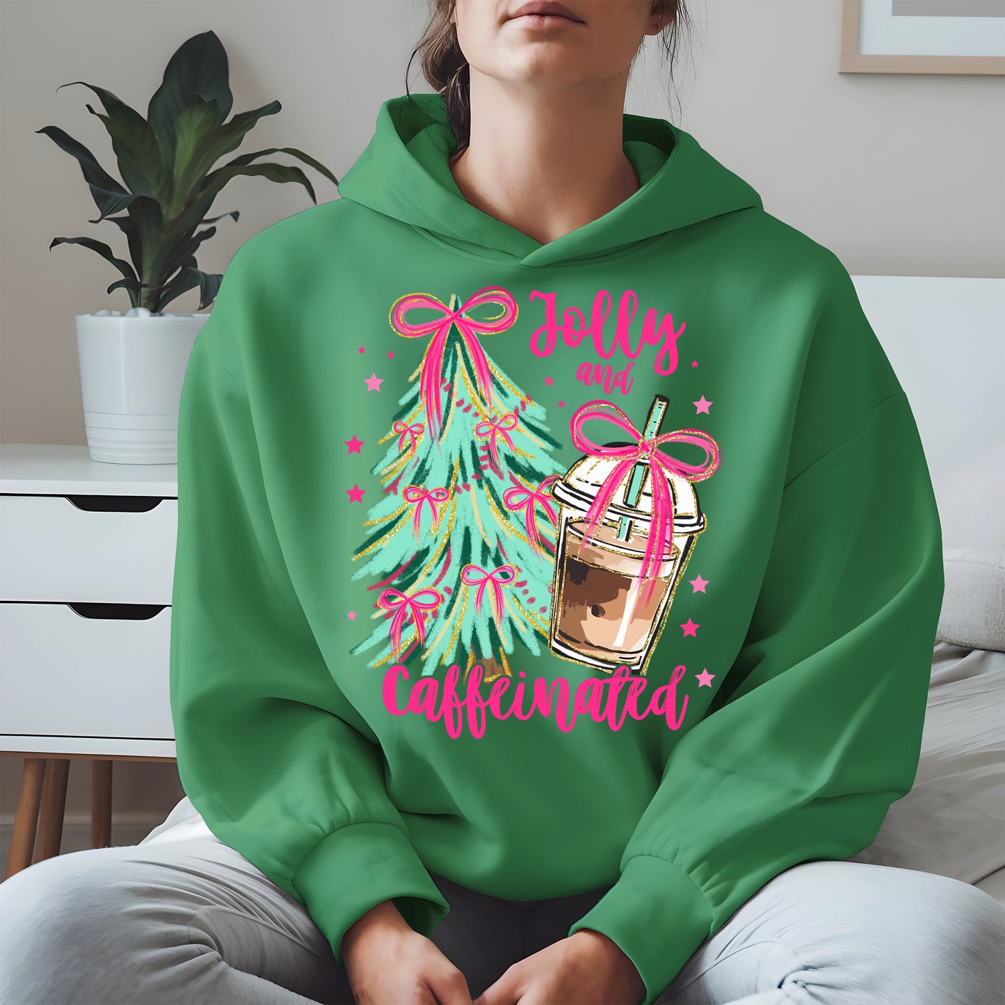 Jolly and Caffeinated Christmas Shirt
