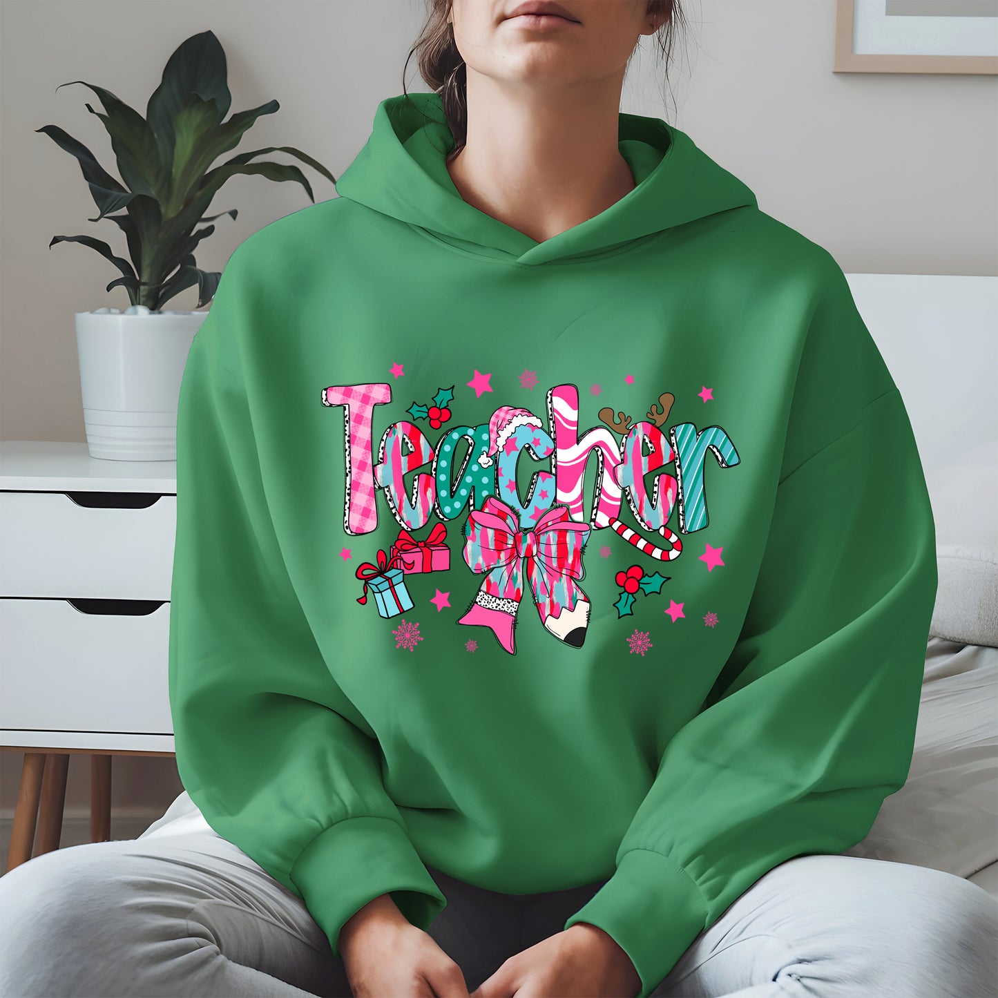 Christmas Teacher Shirt with Gifts and Bow
