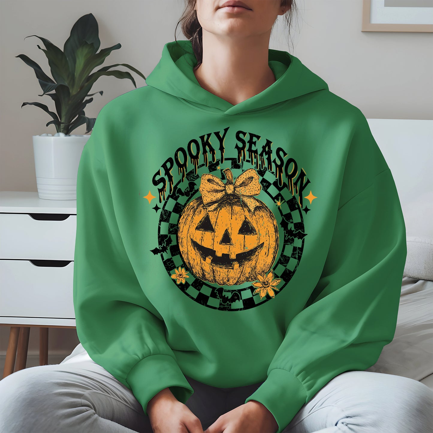 Spooky Season Halloween Pumpkin Checkered shirt