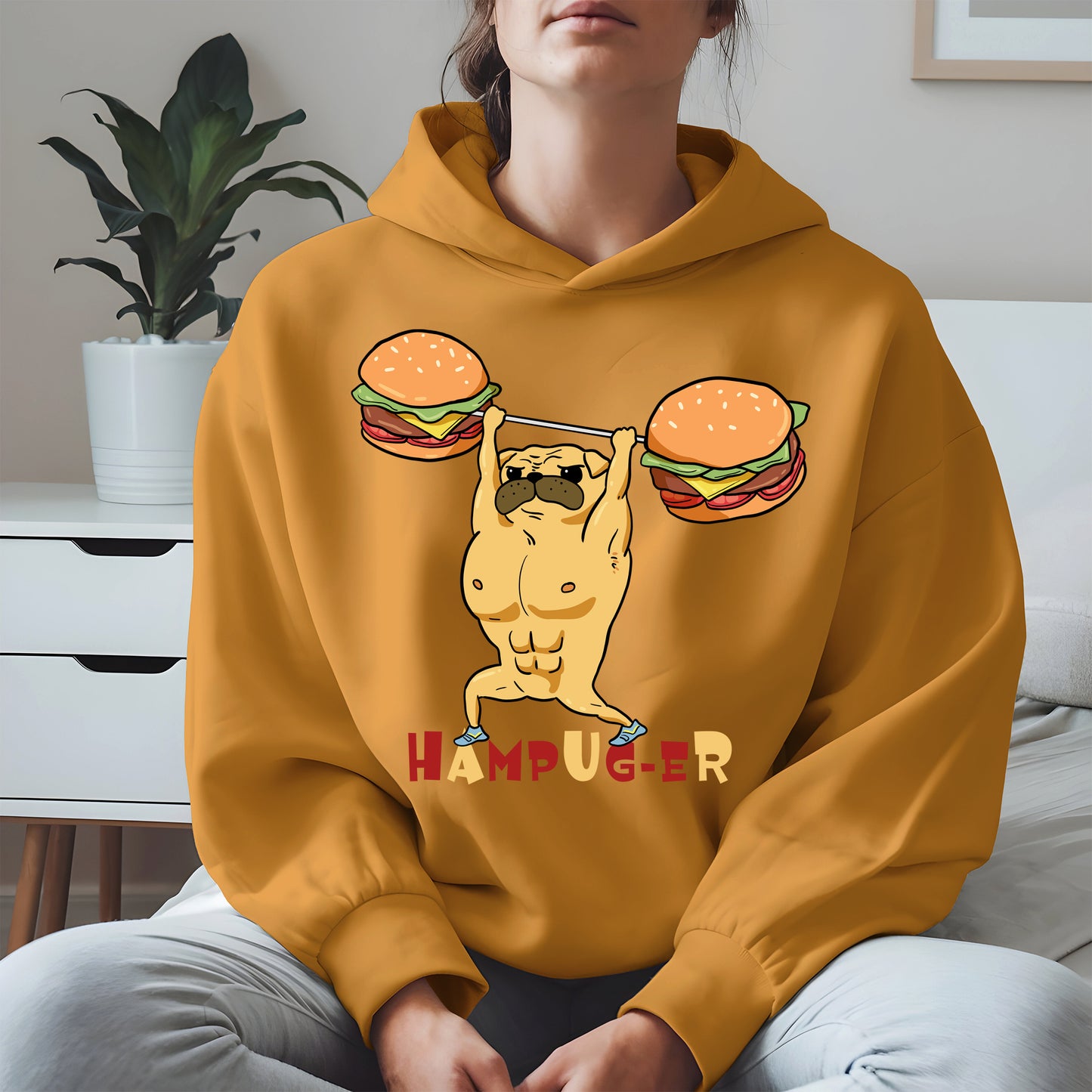 Hampug-er Funny Pug Burger Gym Shirt