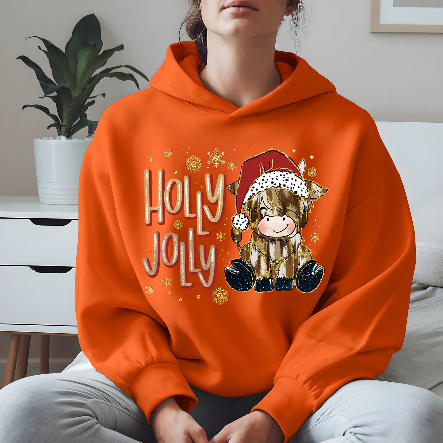Holly Jolly Christmas Cow Santa Shirt