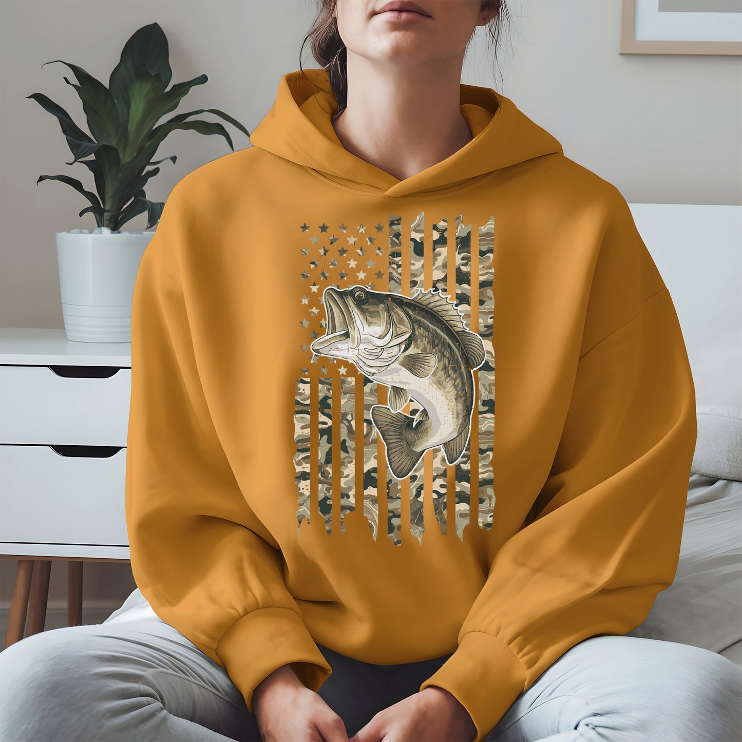 Patriotic Camo American Flag Fishing Shirt Hoodie