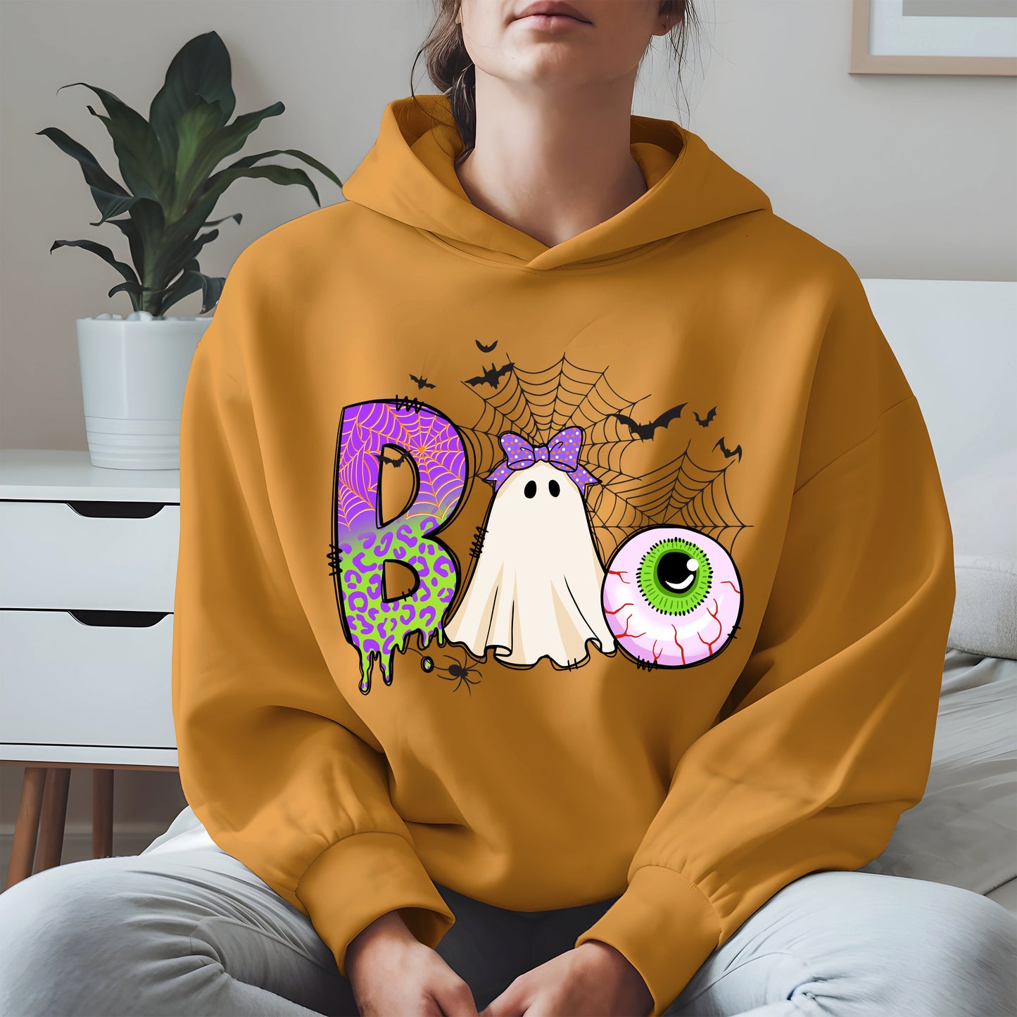 BOO Ghost Eyeball Shirt Hoodie Sweatshirt for Halloween Fun