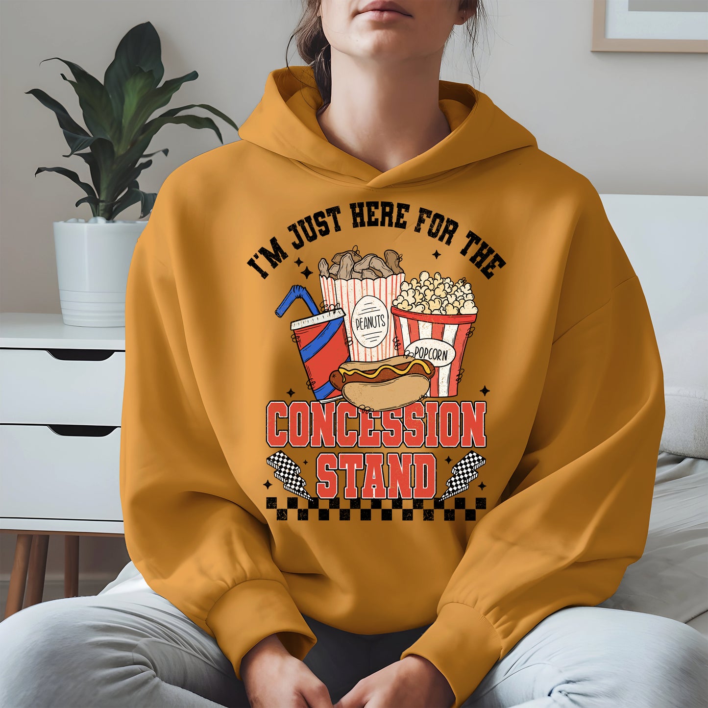 Concession Stand Sport Shirt Hoodie Sweatshirt with Snack Bar Design