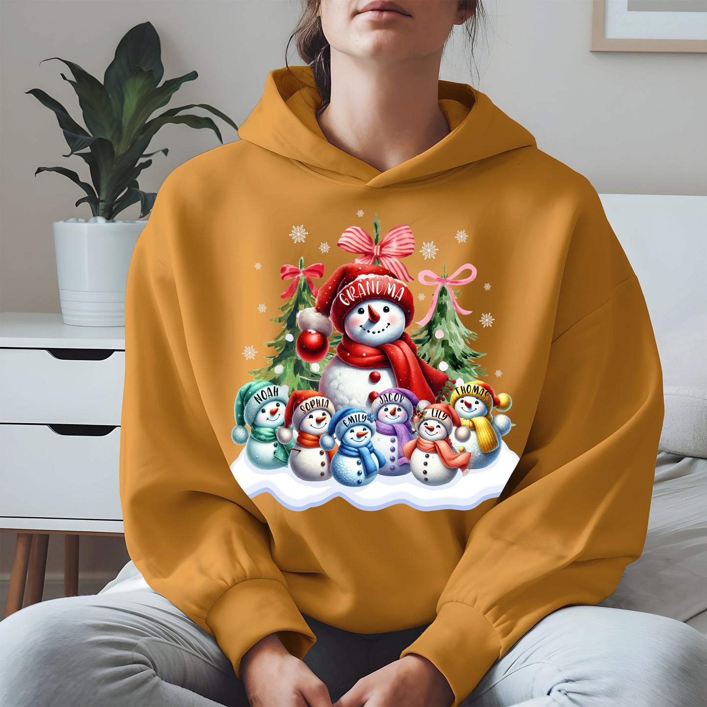 Personalized Snowman Family Grandma Shirt