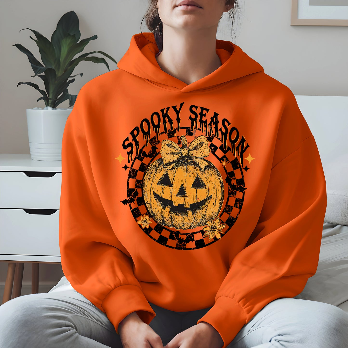 Spooky Season Halloween Pumpkin Checkered shirt