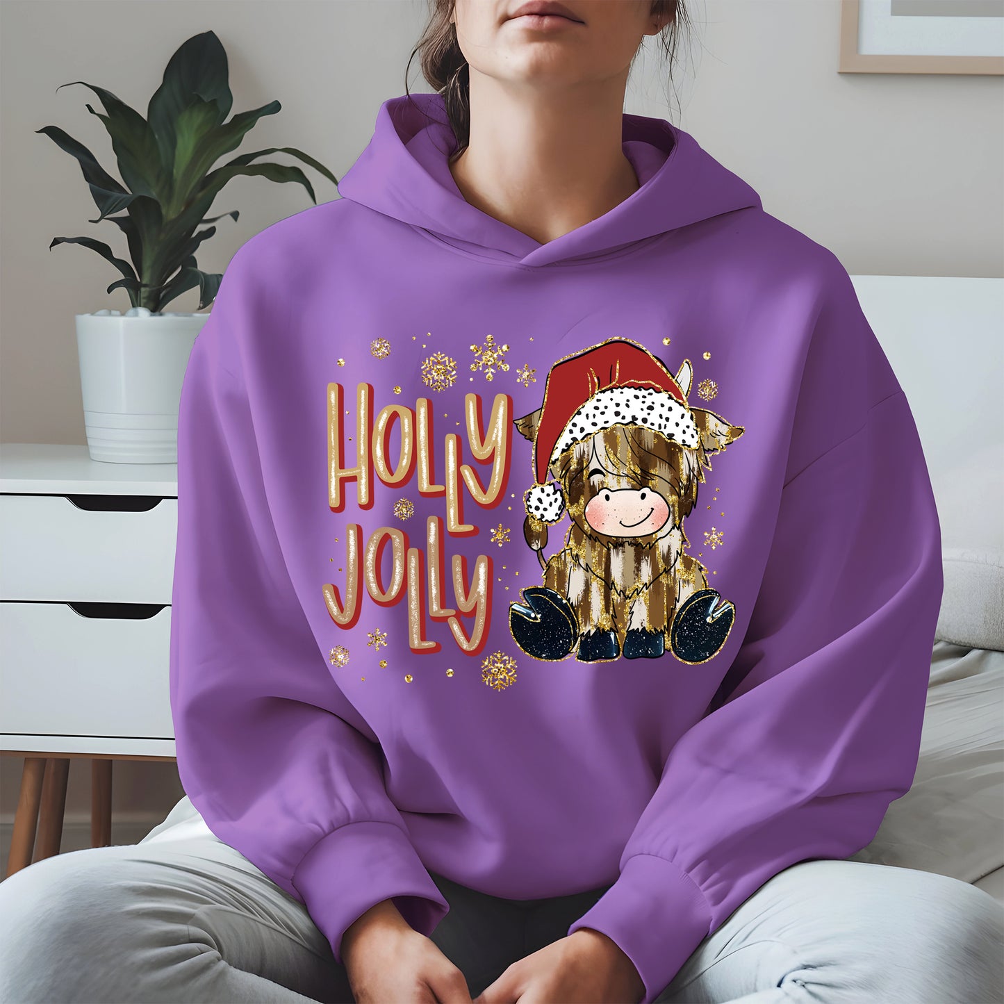 Holly Jolly Christmas Cow Santa Shirt