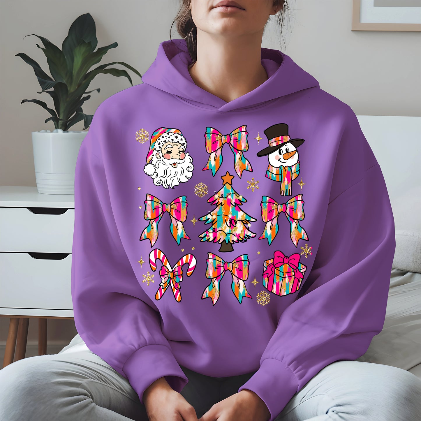 Colorful Brushstroke Santa Christmas Holiday Shirt