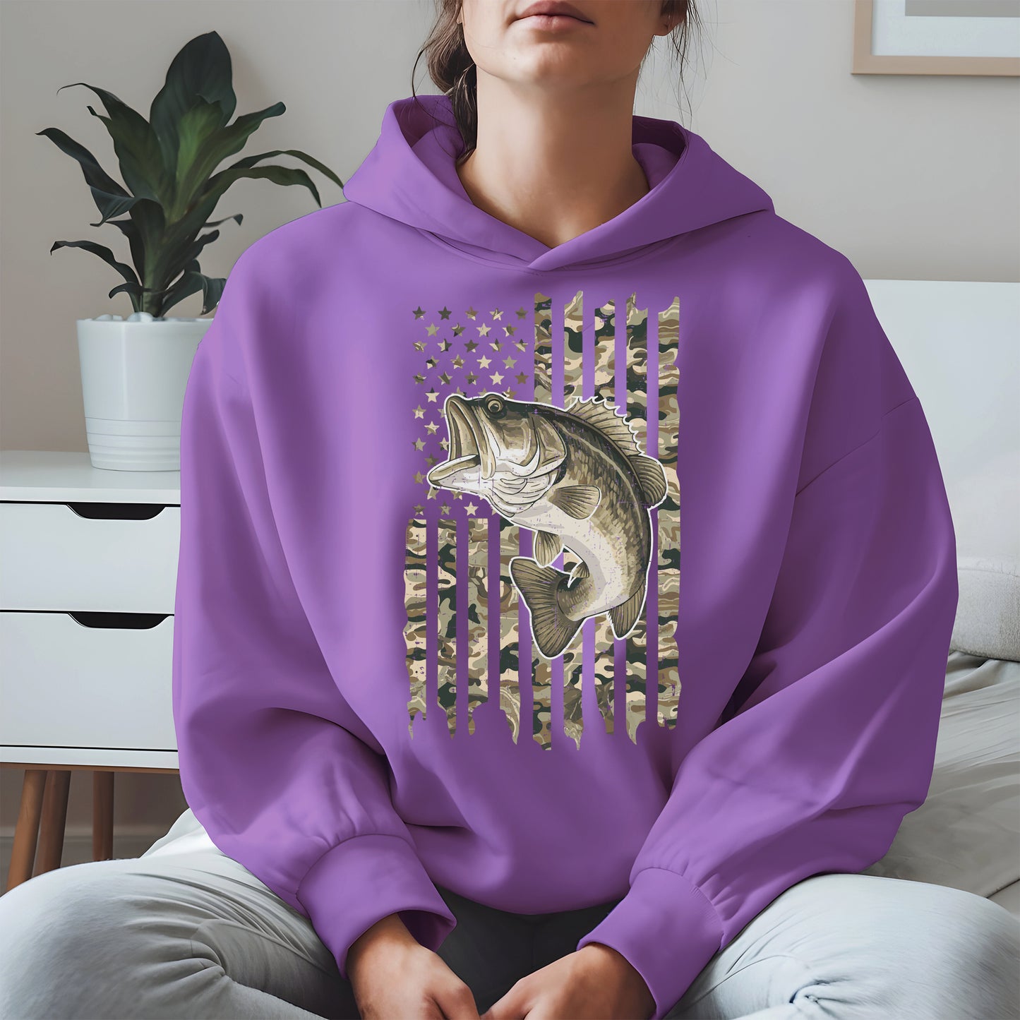 Patriotic Camo American Flag Fishing Shirt Hoodie