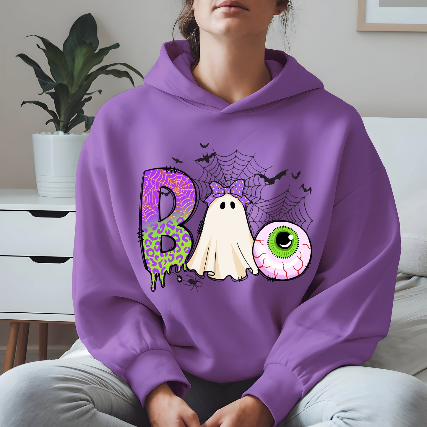 BOO Ghost Eyeball Shirt Hoodie Sweatshirt for Halloween Fun