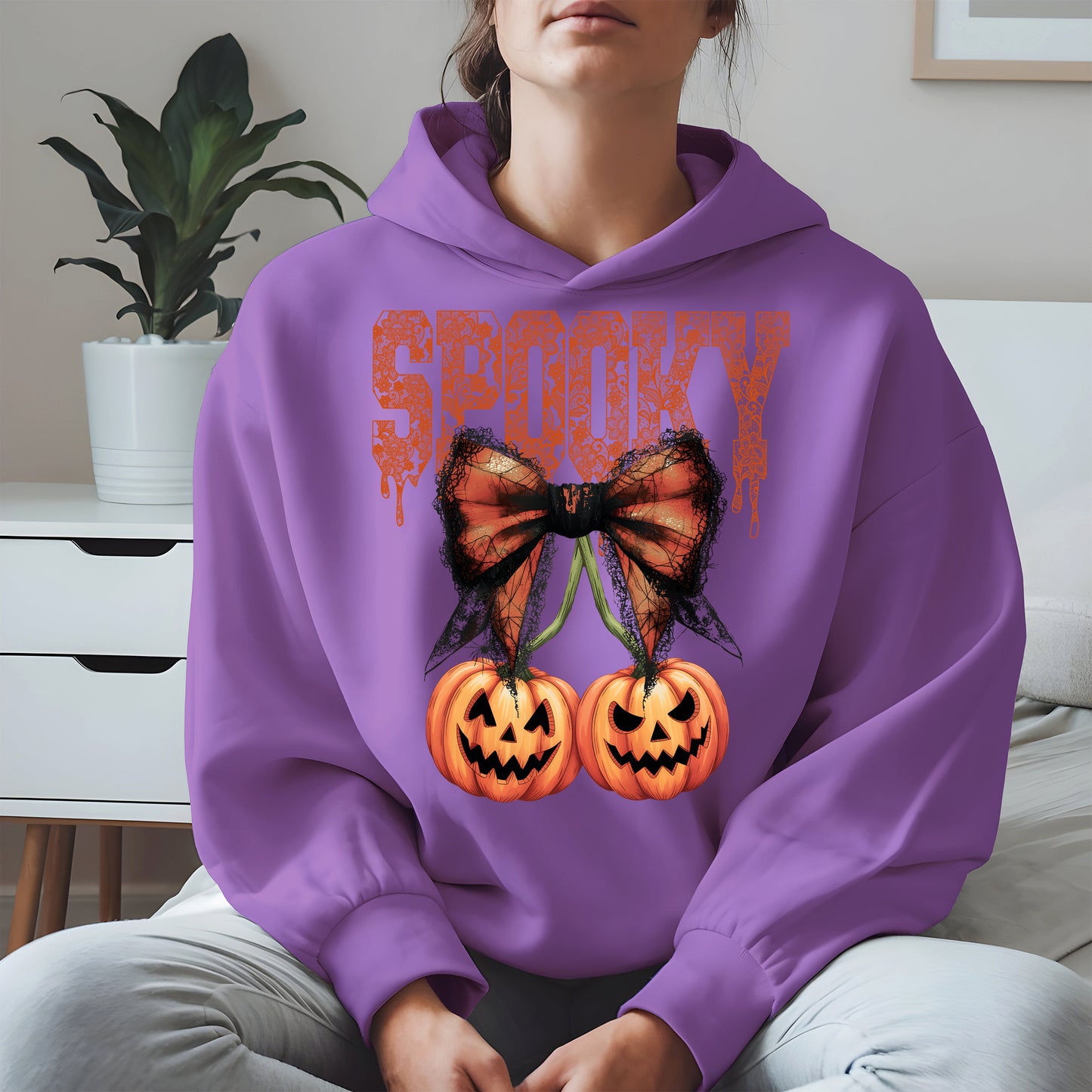 Spooky Bow Pumpkin Shirt Hoodie Sweatshirt for Halloween