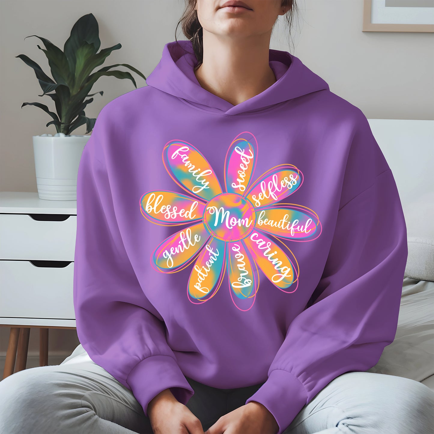 Colorful Flower Mom Shirt Hoodie Sweatshirt Gift for Mothers
