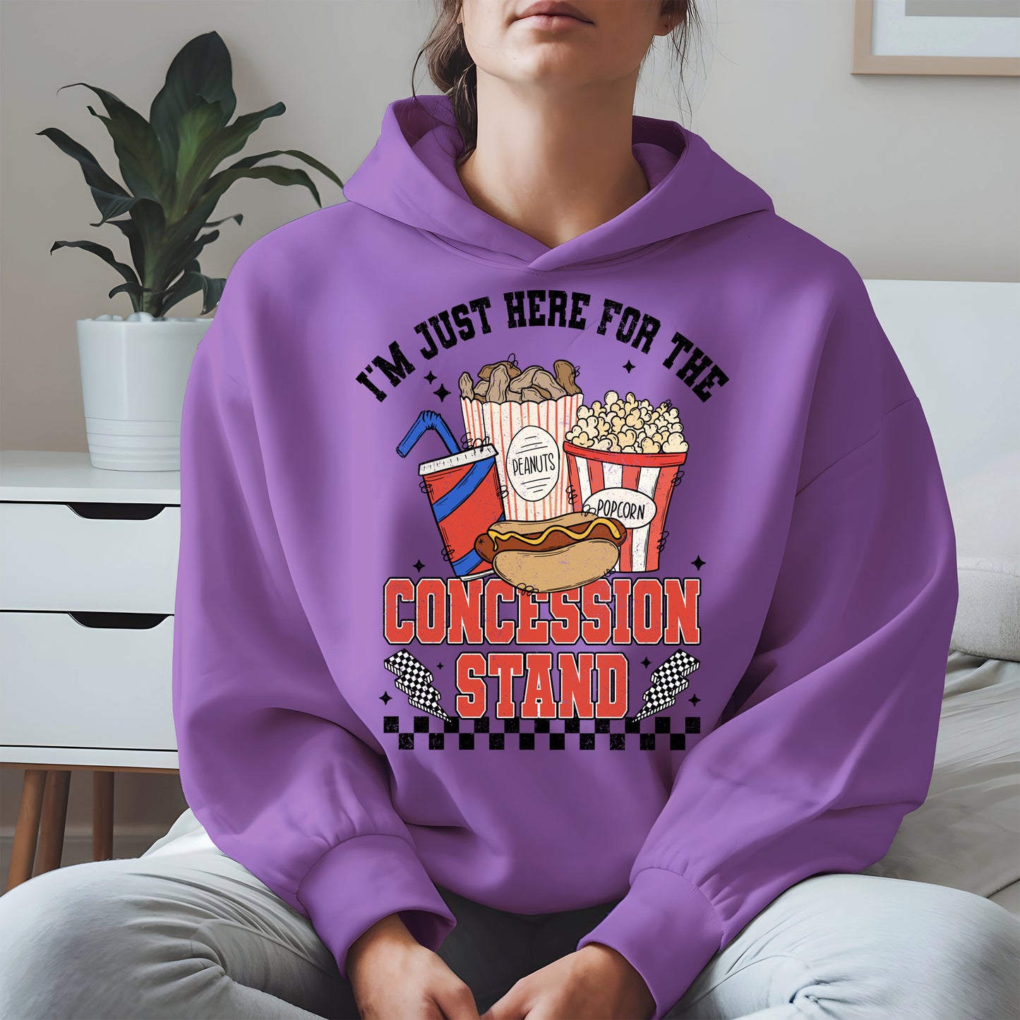 Concession Stand Sport Shirt Hoodie Sweatshirt with Snack Bar Design