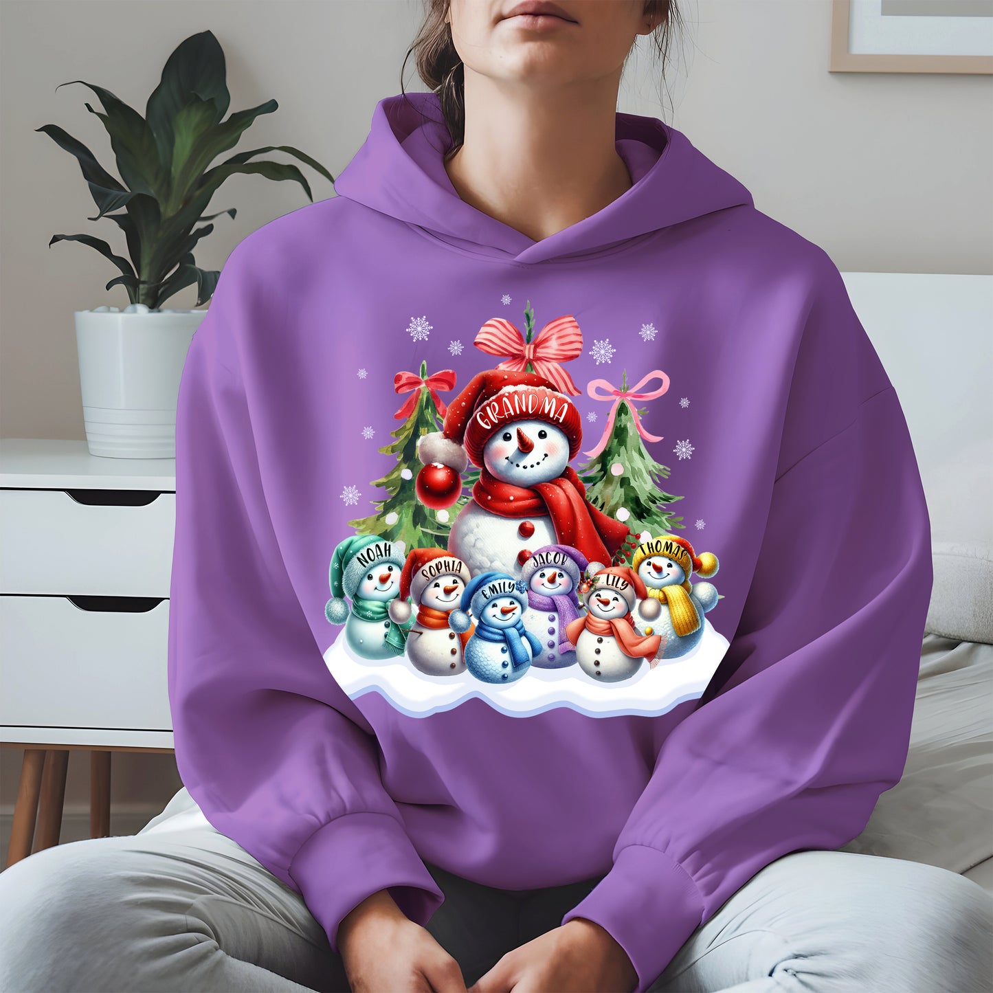 Personalized Snowman Family Grandma Shirt