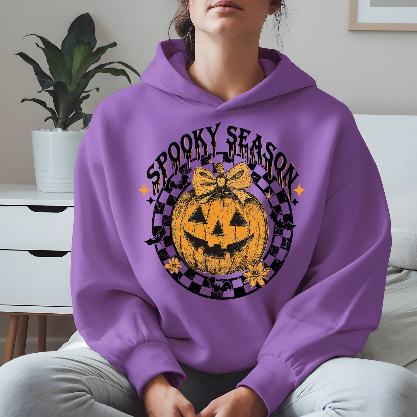 Spooky Season Halloween Pumpkin Checkered shirt
