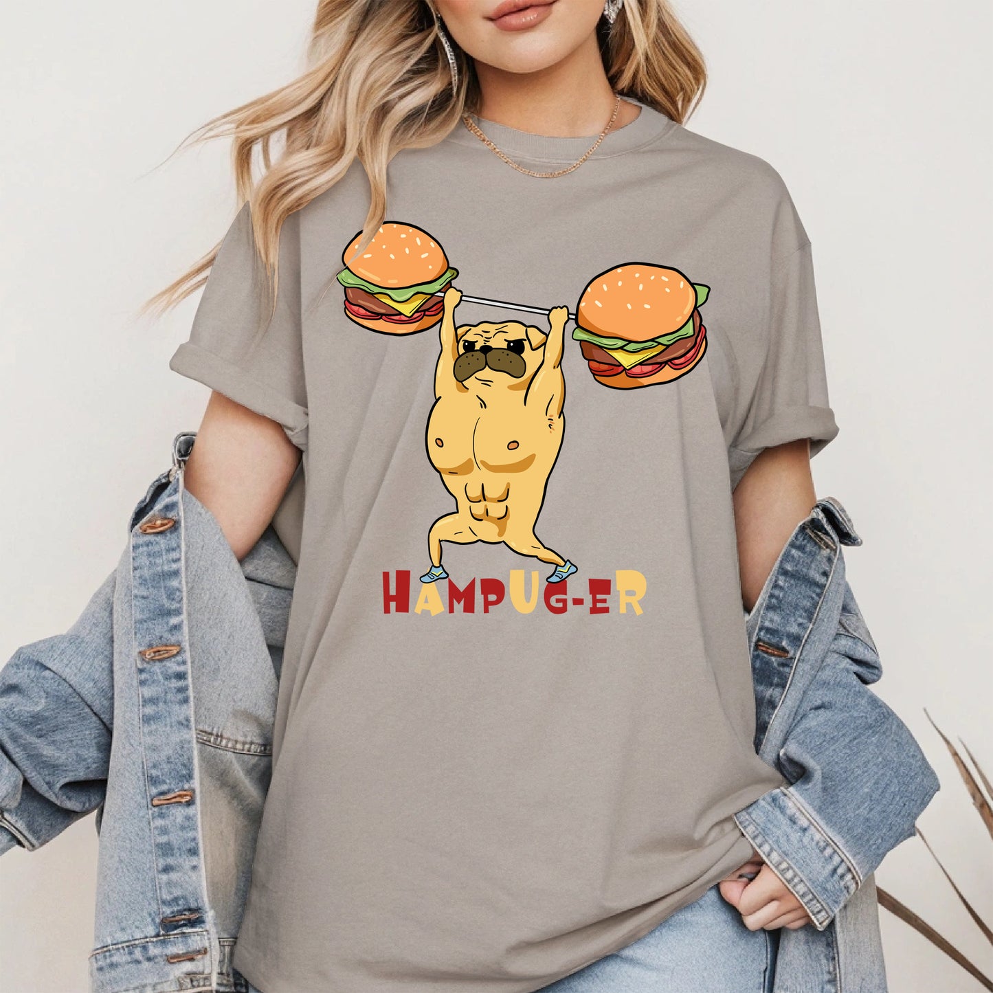 Hampug-er Funny Pug Burger Gym Shirt