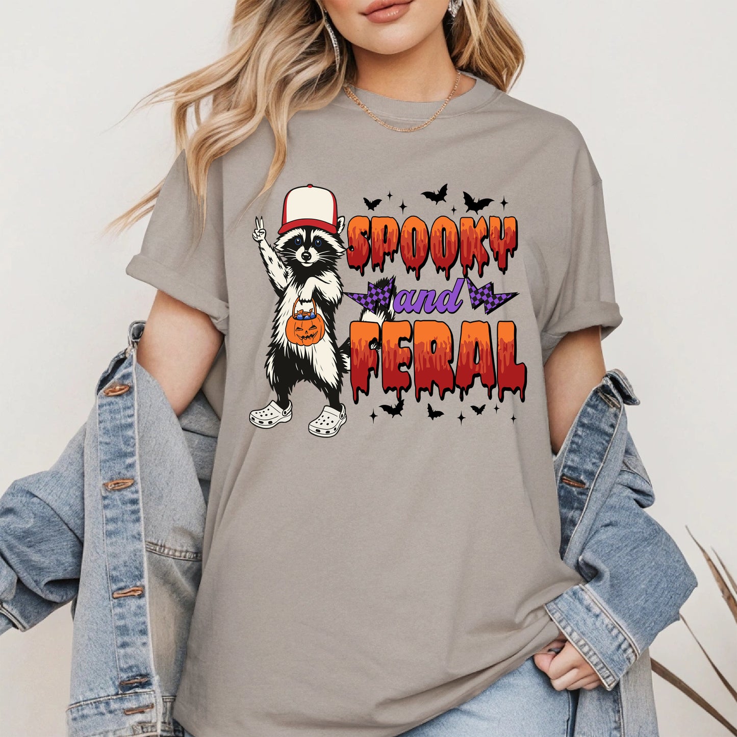 Spooky and Feral Shirt Hoodie Sweatshirt for Halloween Lovers