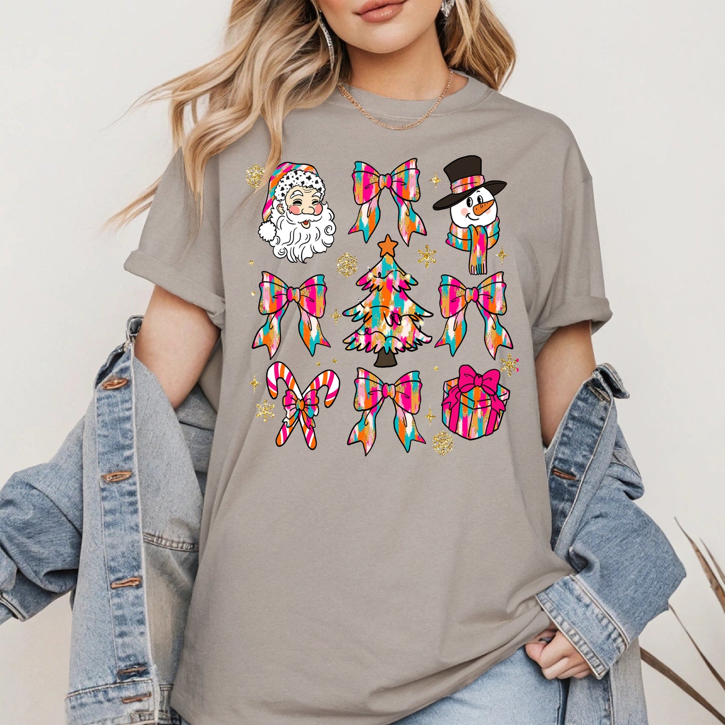 Colorful Brushstroke Santa Christmas Holiday Shirt