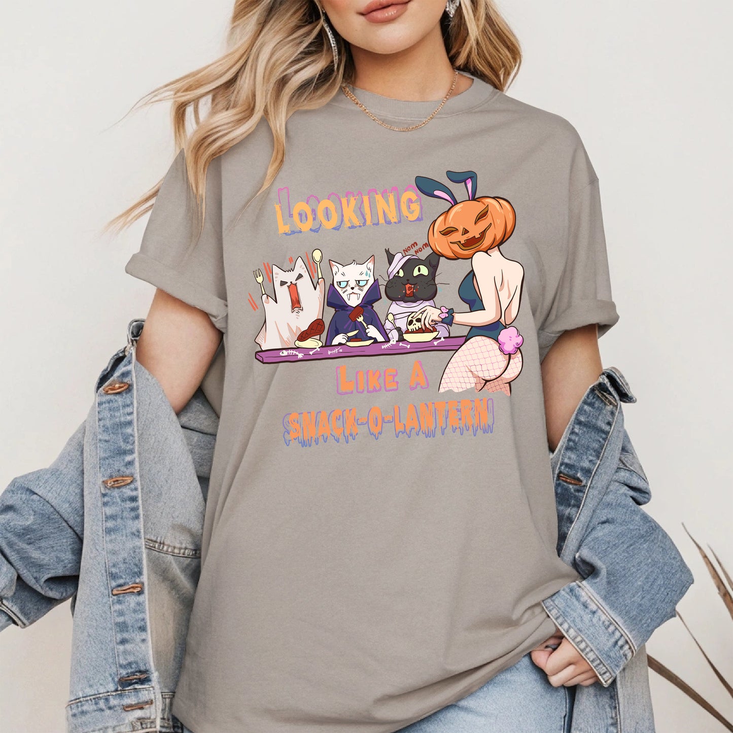 Snack-O-Lantern Halloween Cat Tee