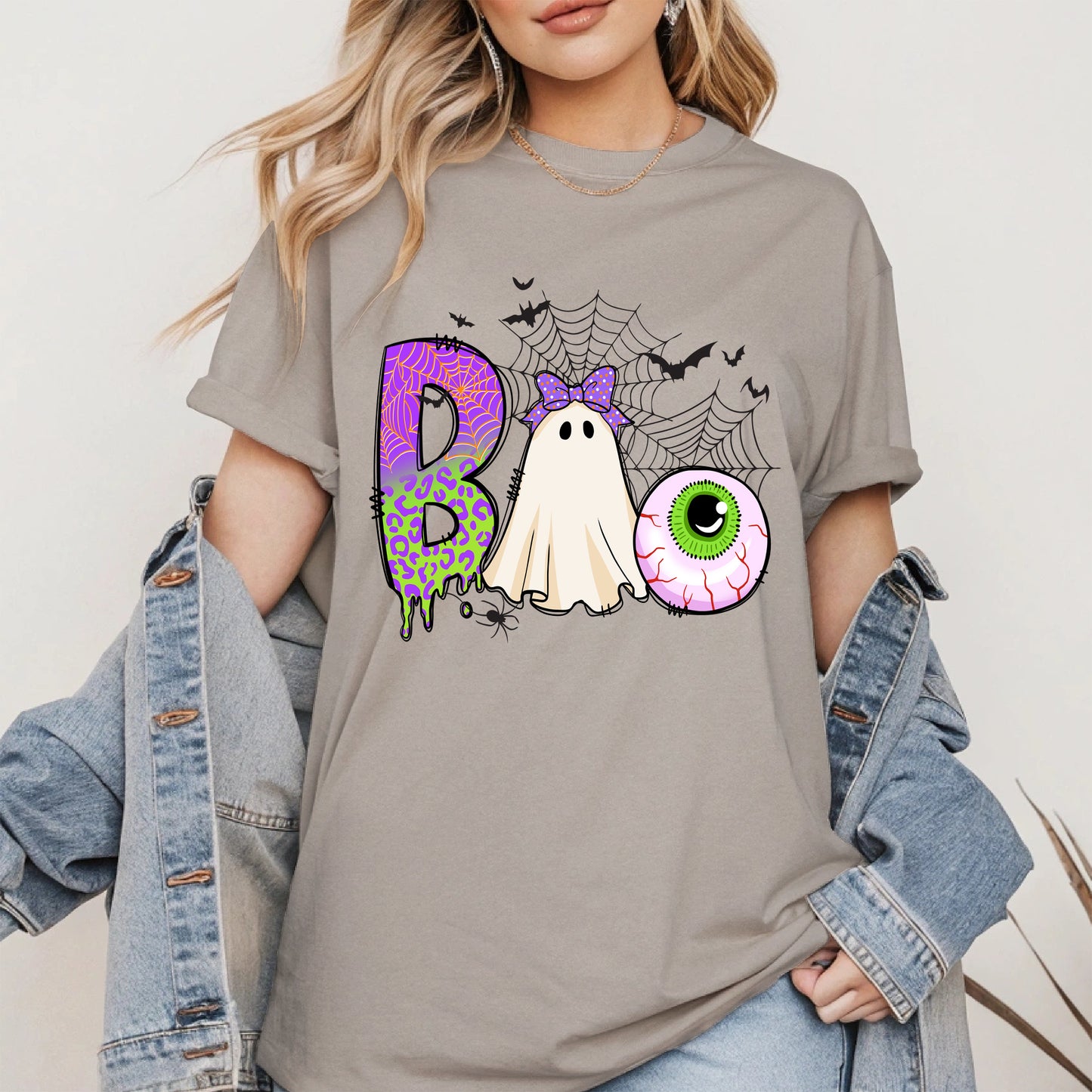 BOO Ghost Eyeball Shirt Hoodie Sweatshirt for Halloween Fun
