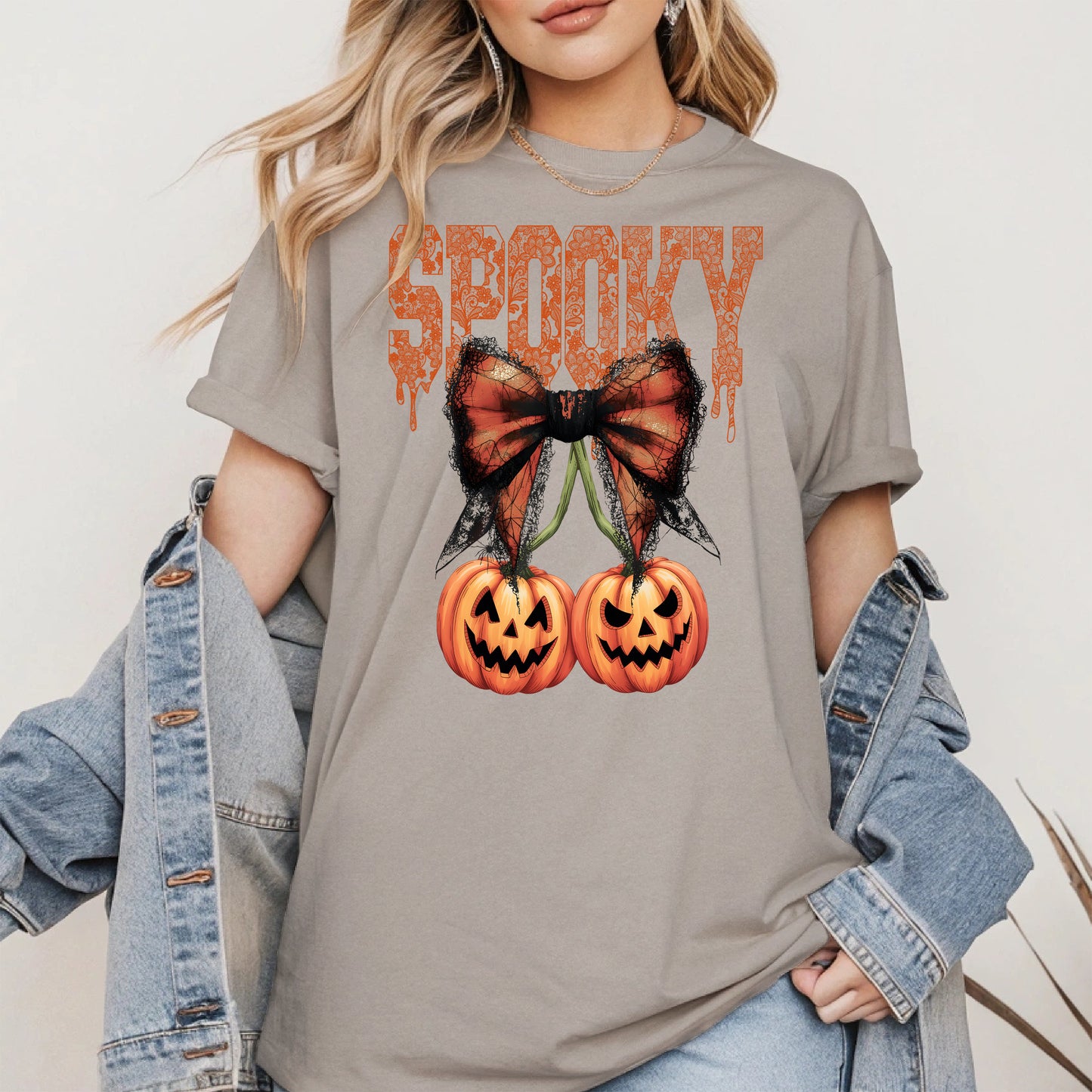 Spooky Bow Pumpkin Shirt Hoodie Sweatshirt for Halloween