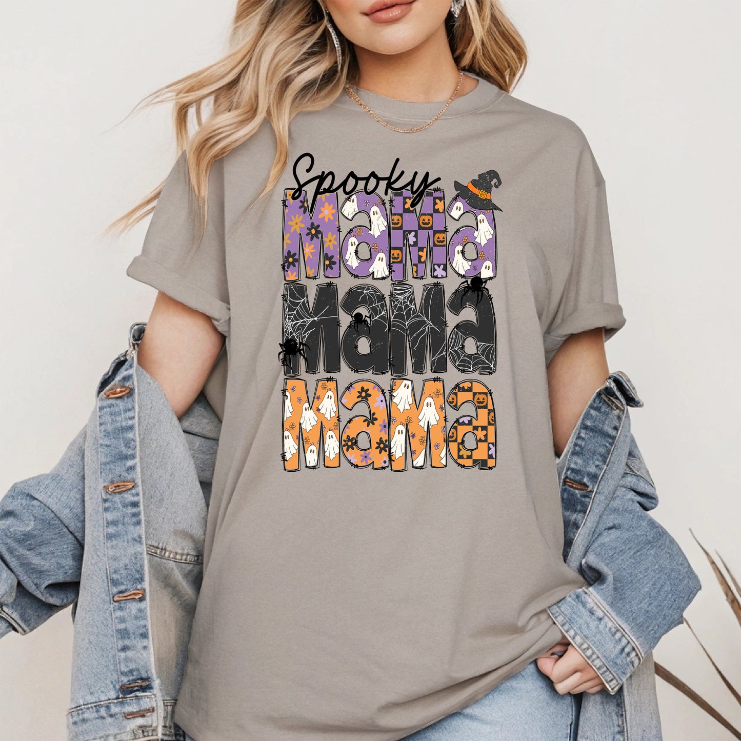 Halloween Mama Shirt - Ghosts and Spooky Patterns
