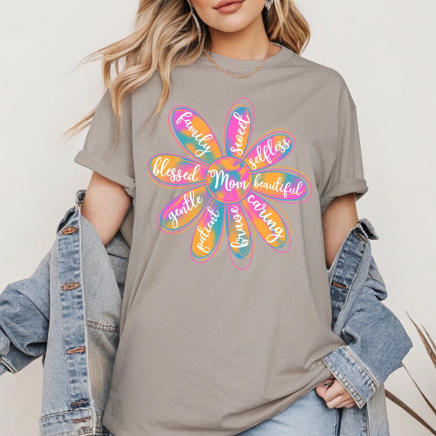 Colorful Flower Mom Shirt Hoodie Sweatshirt Gift for Mothers