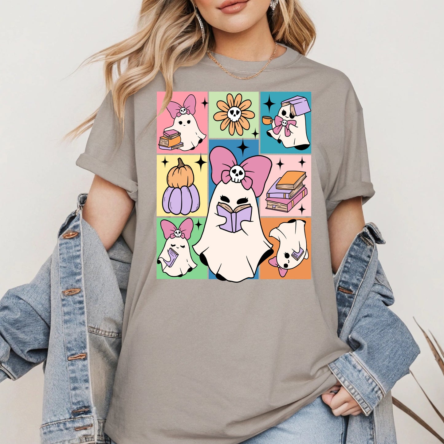 Pastel Ghost Book Lover Halloween Shirt