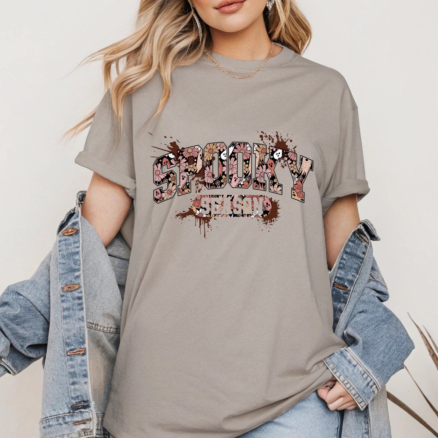 Grunge Floral Spooky Season Shirt
