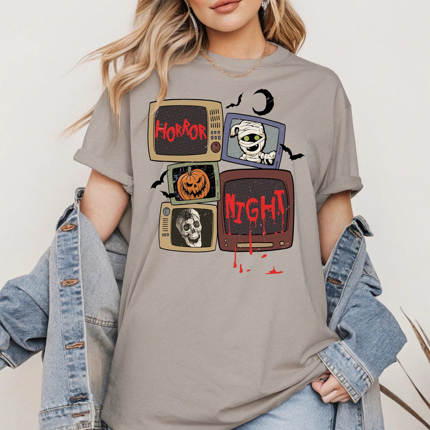 Horror Night Retro TV Halloween Shirt