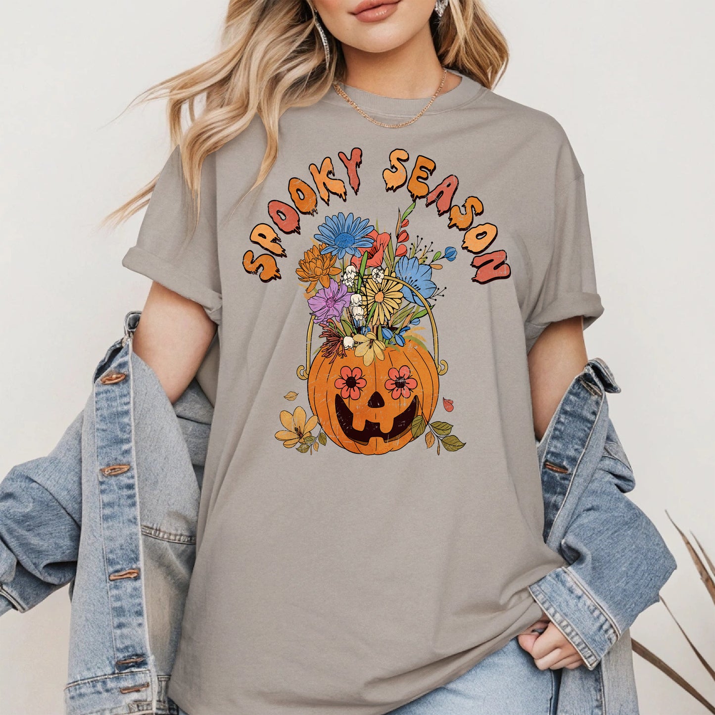 Floral Pumpkin Spooky Season Shirt