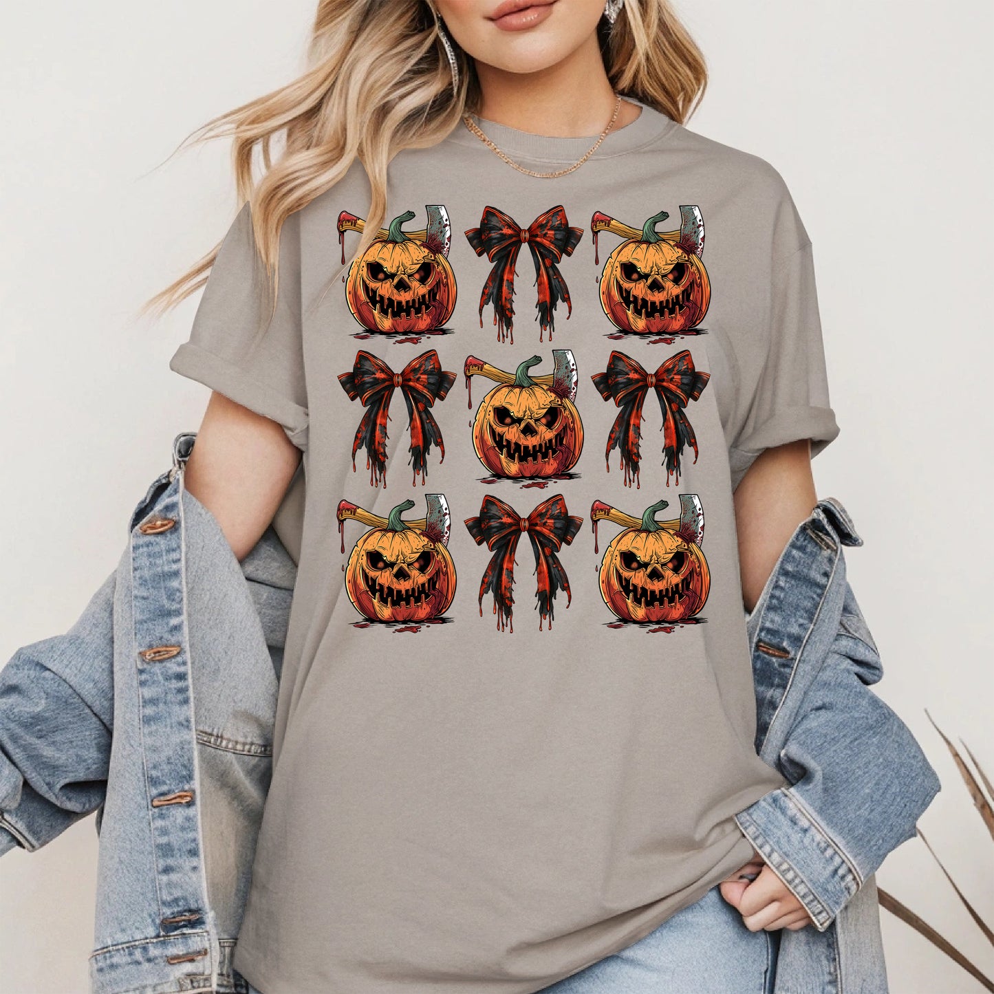 Bloody Pumpkin and Bow Halloween Shirt