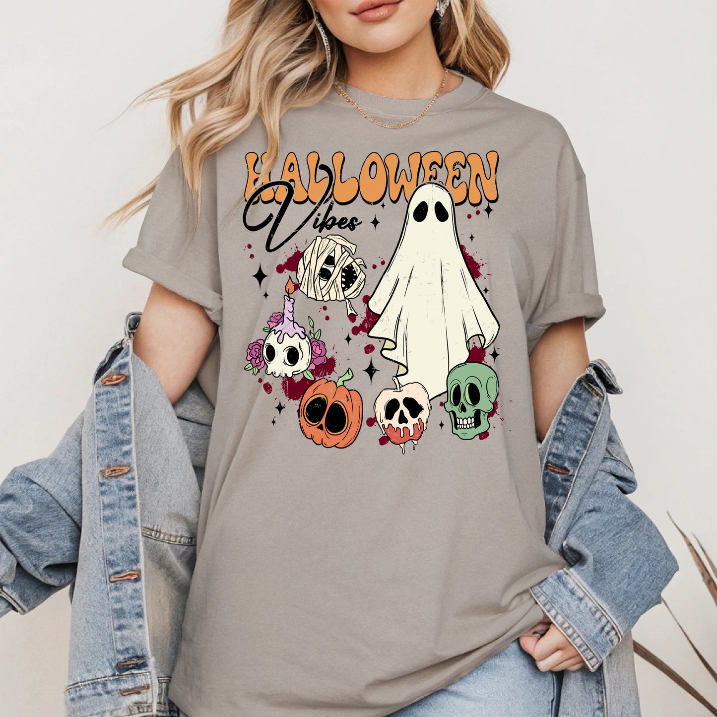 Classic Halloween Ghost and Skull Shirt