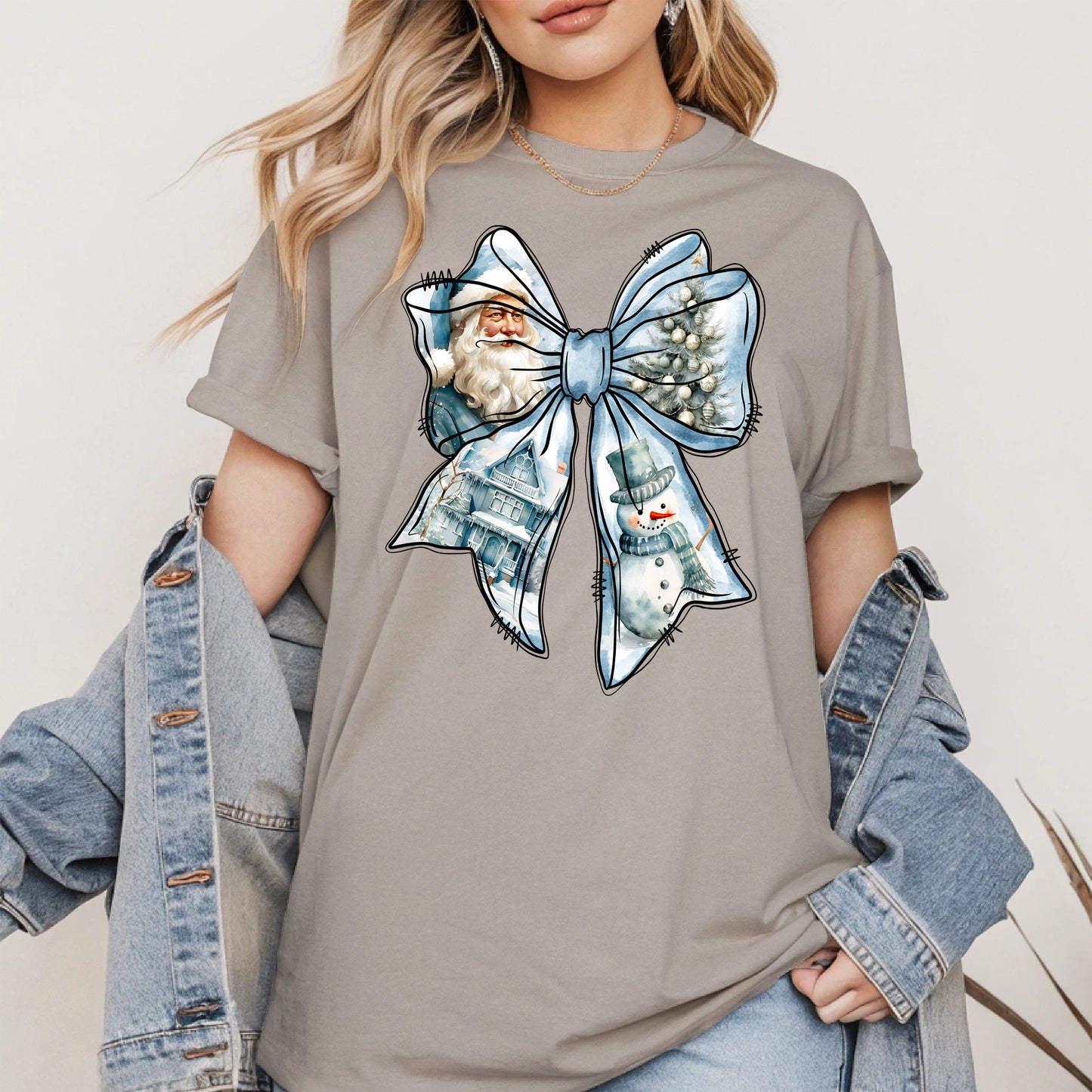 Snowman Coquette Christmas Bow Shirt
