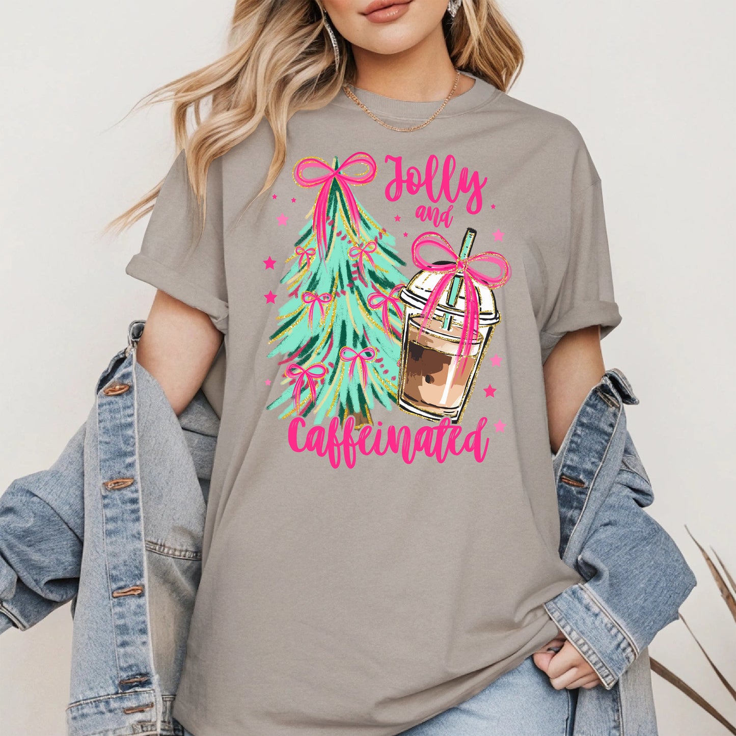 Jolly and Caffeinated Christmas Shirt