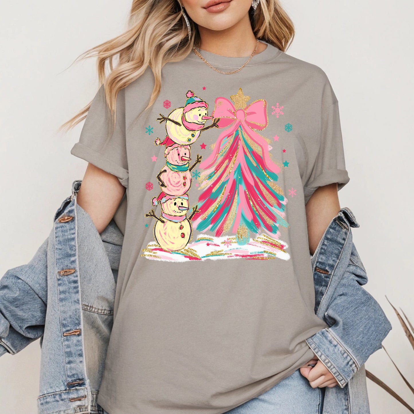 Stacked Snowmen Christmas Tree Shirt
